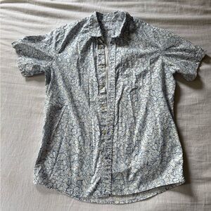 GAP White and Blue Floral Button Down Shirt